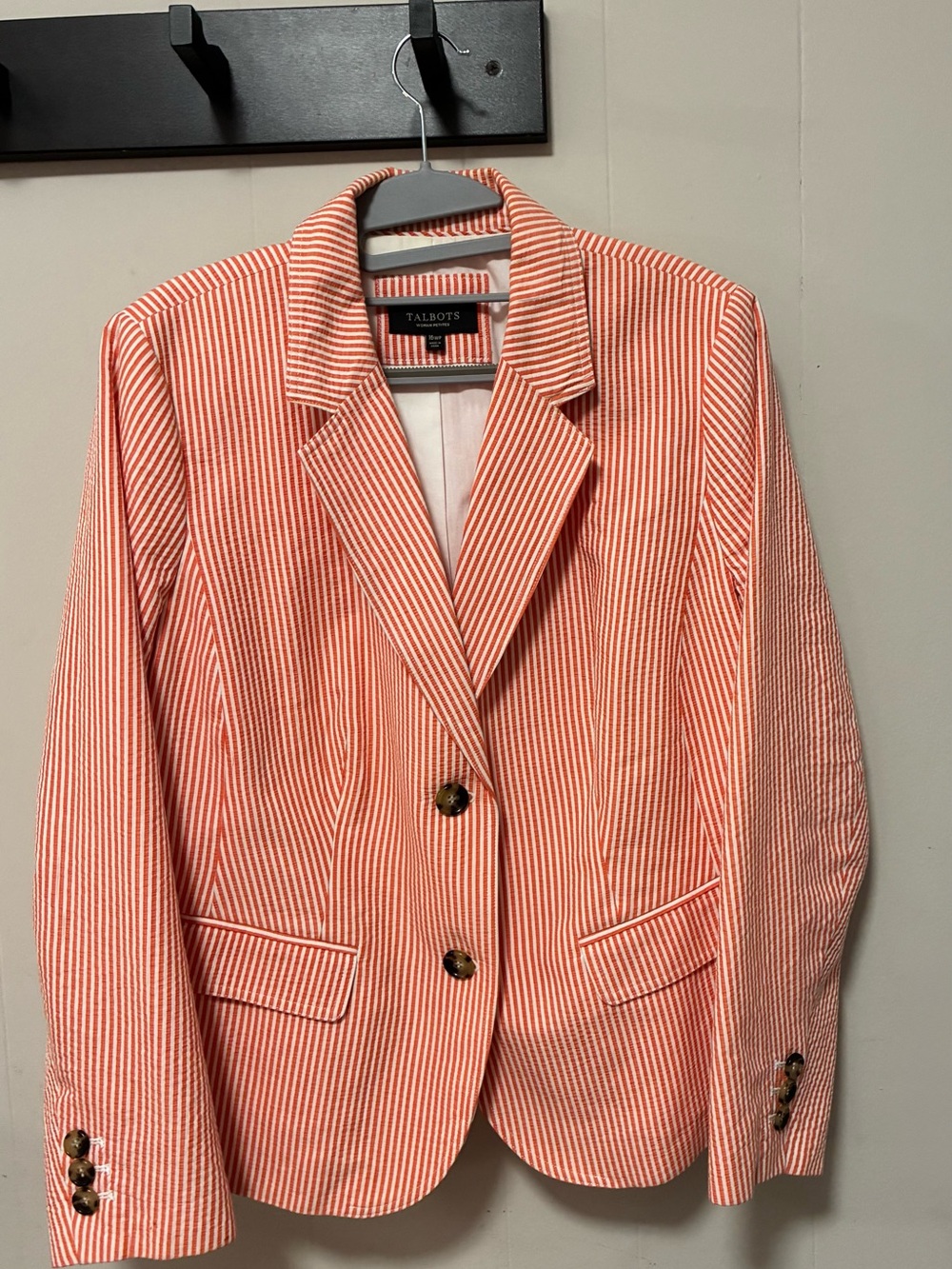 Talbots Orange and White Striped Blazer